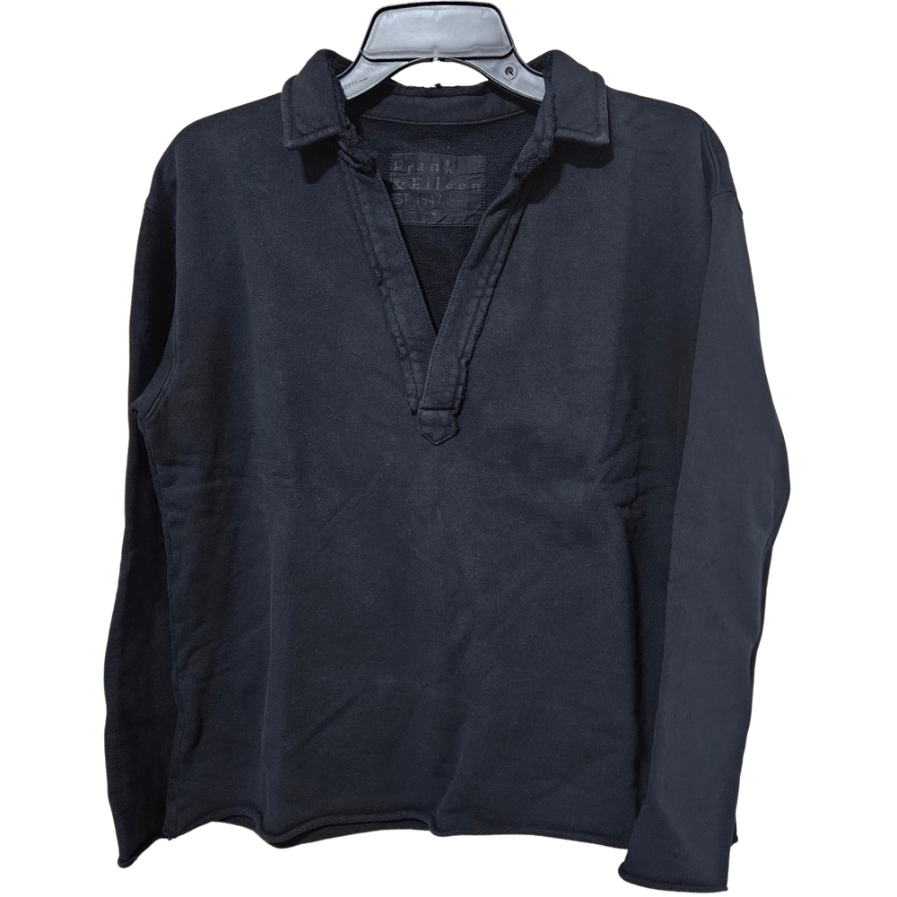 Frank & Eileen Patrick Popover Collared Small 100% Cotton Black NWT